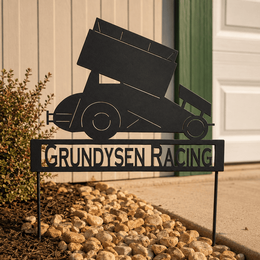 Rusty Rooster Fabrication & Design Personalized Sprint Car Metal Garden Stake (I20)