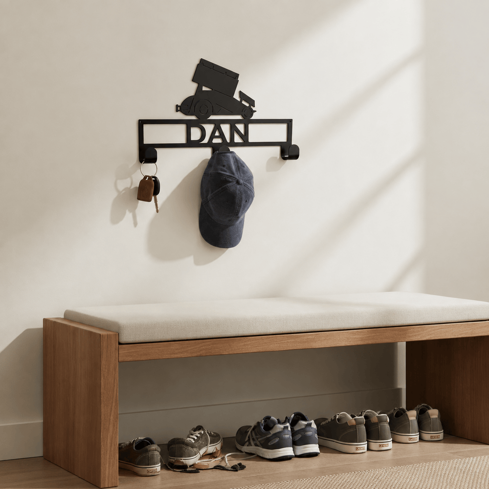 Rusty Rooster Fabrication & Design Personalized Sprint Car Metal Hat & Coat Rack (X14)