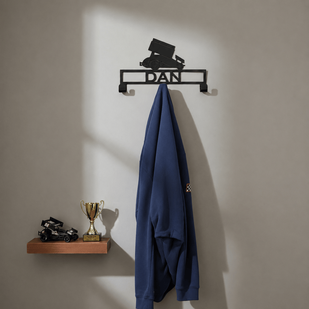 Rusty Rooster Fabrication & Design Personalized Sprint Car Metal Hat & Coat Rack (X14)