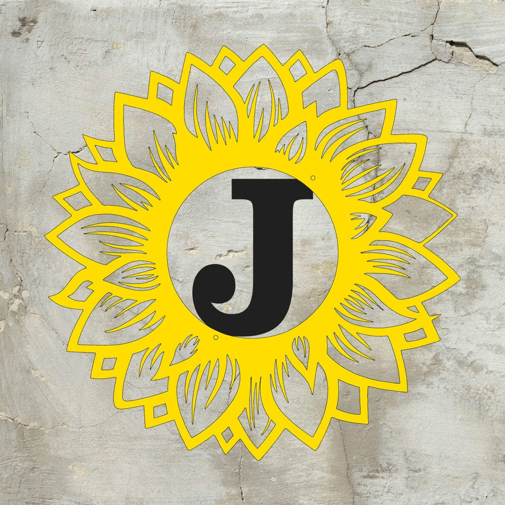 Rusty Rooster Fabrication & Design Personalized Sunflower Letter Monogram Metal Sign (Z35)