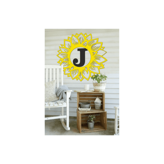 Rusty Rooster Fabrication & Design Personalized Sunflower Letter Monogram Metal Sign (Z35)
