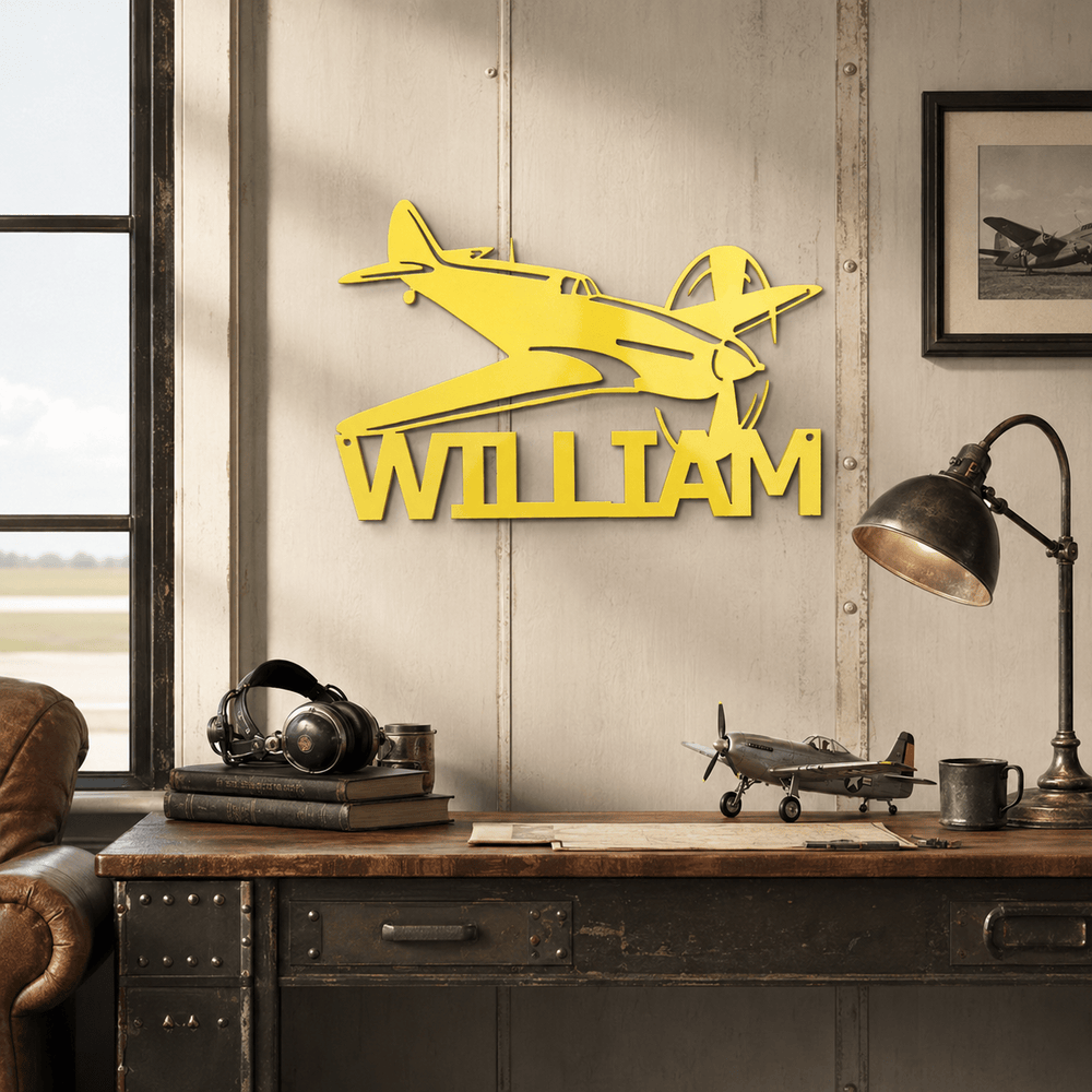 Rusty Rooster Fabrication & Design Personalized Vintage Fighter Plane Metal Sign (Z32)