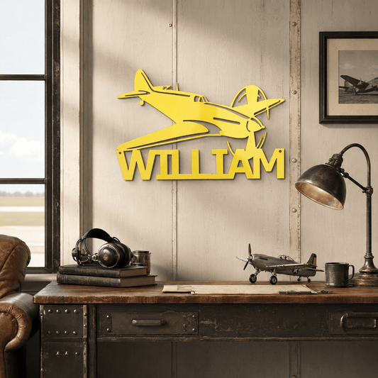 Rusty Rooster Fabrication & Design Personalized Vintage Fighter Plane Metal Sign (Z32)