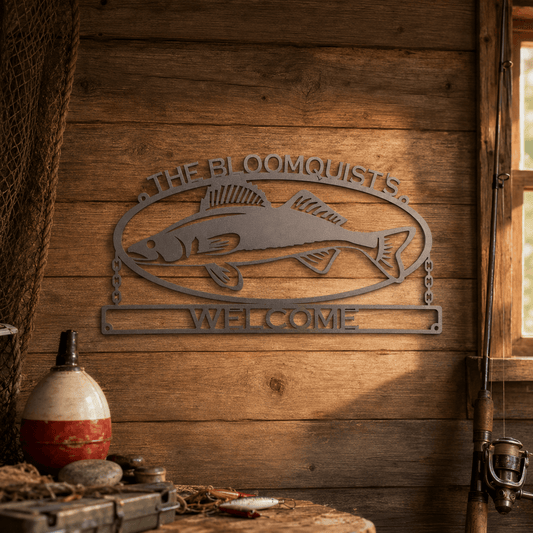 Rusty Rooster Fabrication & Design Personalized Walleye Metal Wall Sign (E36)
