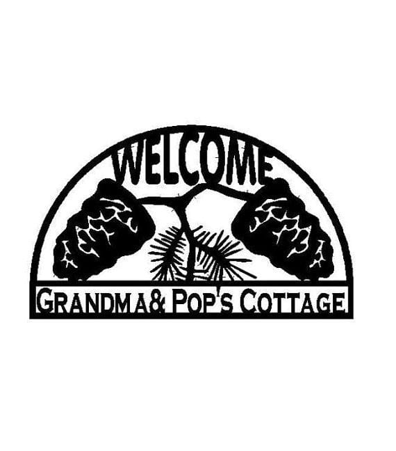 Rusty Rooster Fabrication & Design Personalized Welcome Sign with Pine Cones (W4)