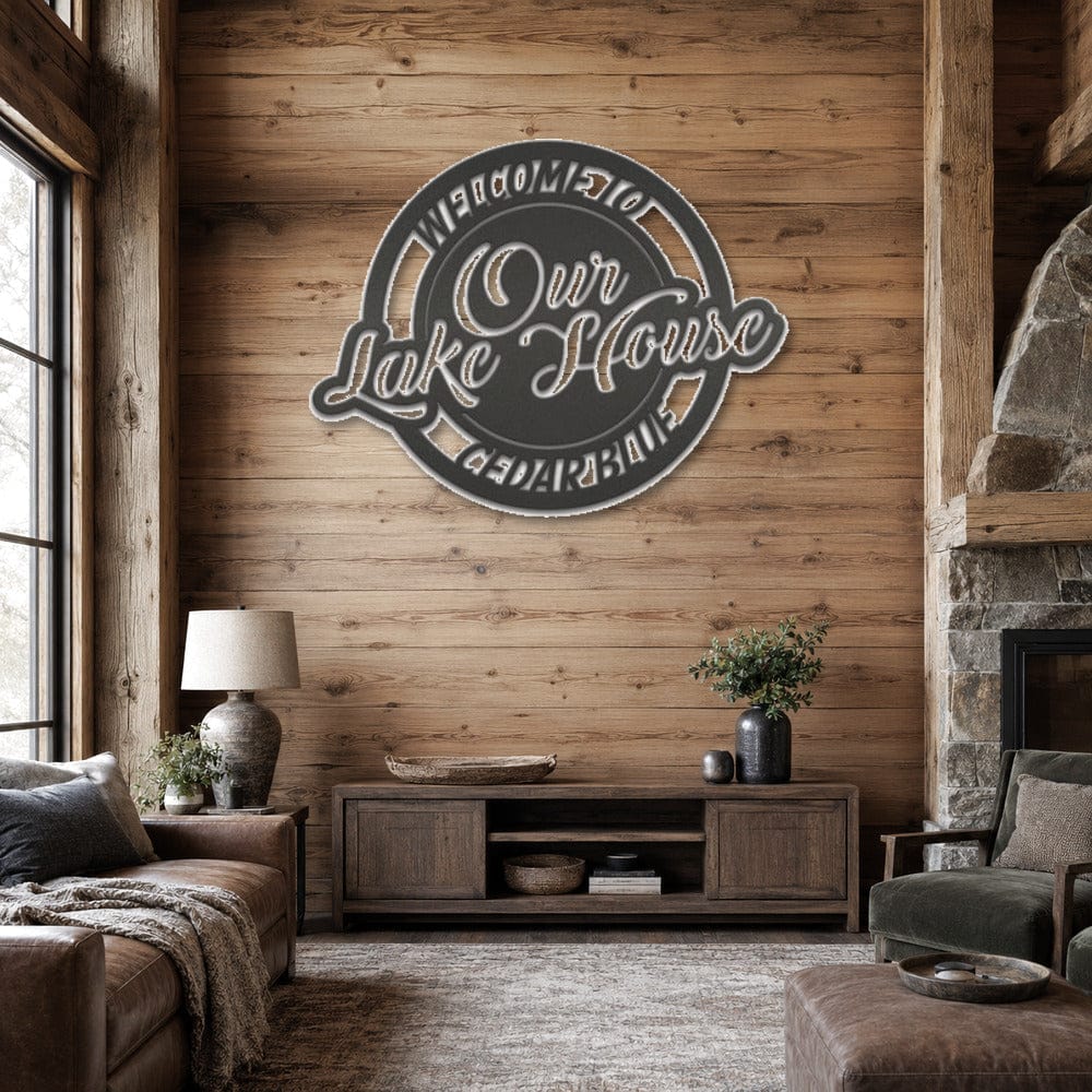 Rusty Rooster Fabrication & Design Personalized Welcome to Our Lake House Metal Sign (A94)