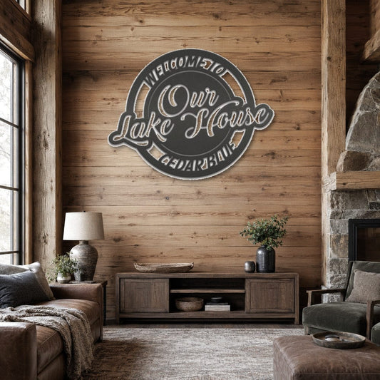 Rusty Rooster Fabrication & Design Personalized Welcome to Our Lake House Metal Sign (A94)
