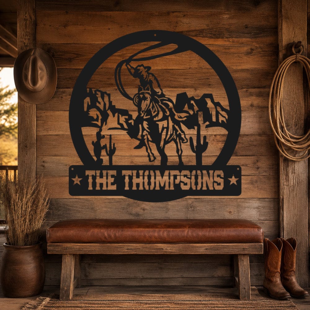 Rusty Rooster Fabrication & Design Personalized Western Cowboy Horse Metal Sign (A91)