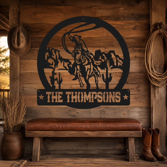 Rusty Rooster Fabrication & Design Personalized Western Cowboy Horse Metal Sign (A91)