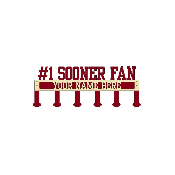 Rusty Rooster Fabrication & Design Physical product #1 Sooner Fan Coat/Hat Rack with Personalized Text  (B47)
