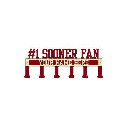 Rusty Rooster Fabrication & Design Physical product #1 Sooner Fan Coat/Hat Rack with Personalized Text  (B47)