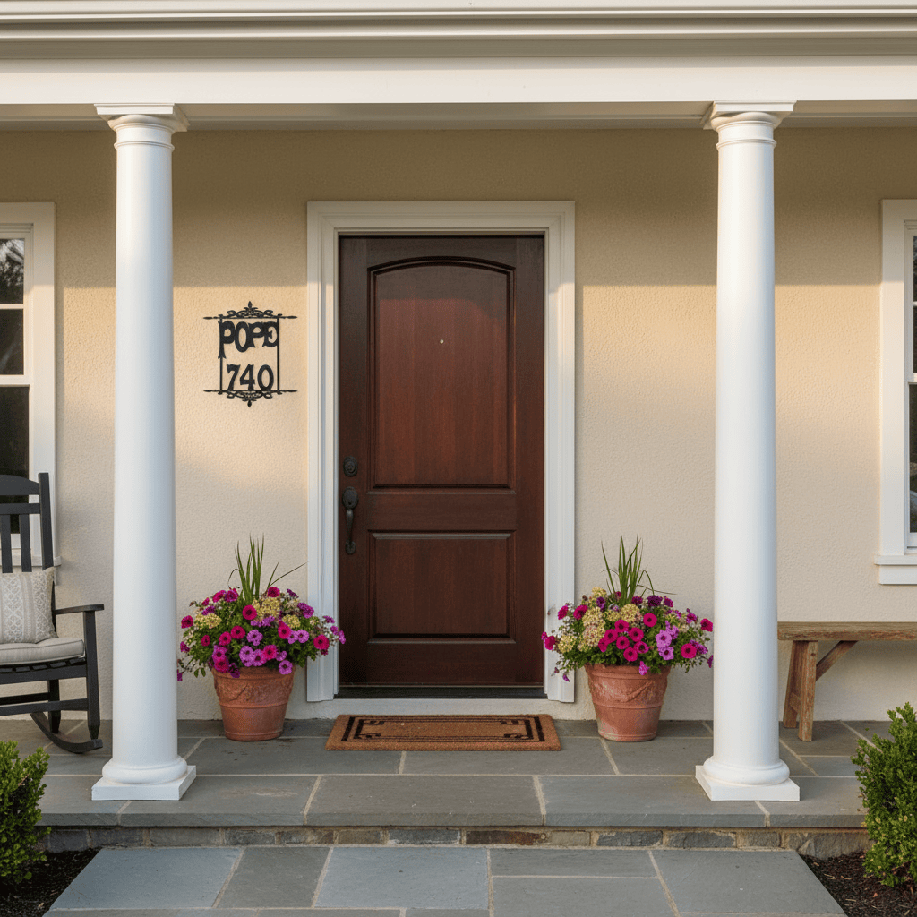 Rusty Rooster Fabrication & Design Physical product Address Sign Metal Sign with Custom Text and Scroll Work (K5)