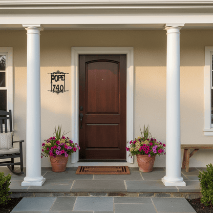 Rusty Rooster Fabrication & Design Physical product Address Sign Metal Sign with Custom Text and Scroll Work (K5)