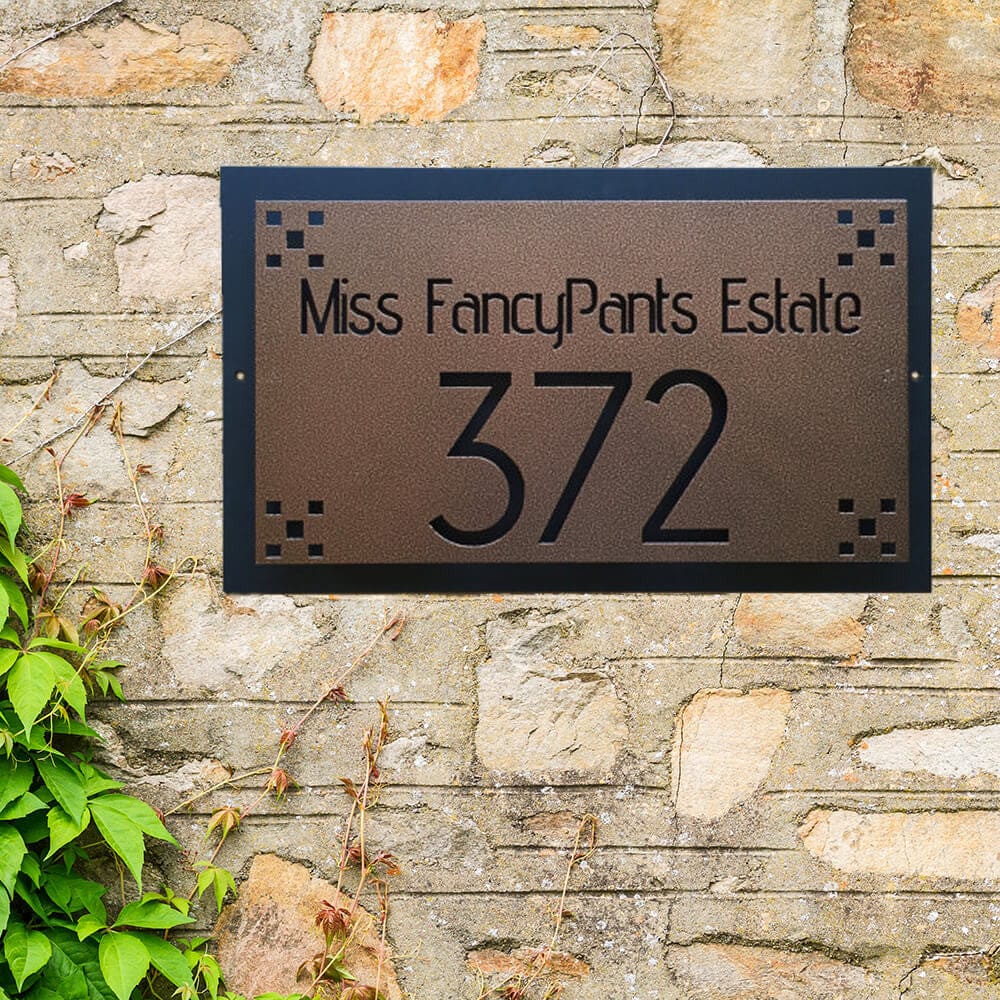 Address Sign with Backing plate and Standoffs (O27) - Rusty Rooster Metal