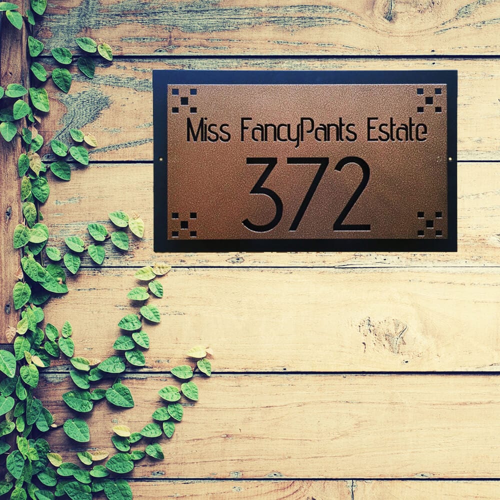 Address Sign with Backing plate and Standoffs (O27) - Rusty Rooster Metal