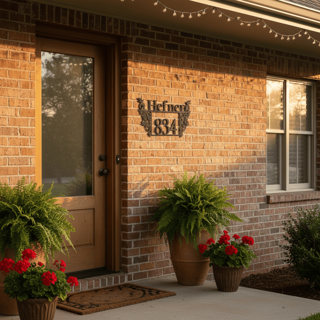 Address Sign with Birds and Custom Name Field Metal