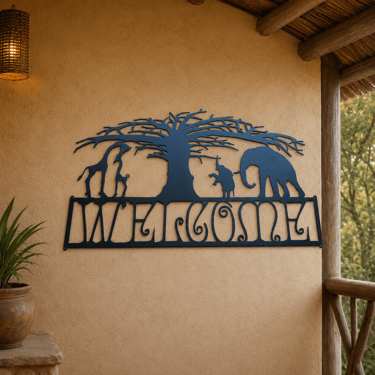 Rusty Rooster Fabrication & Design Physical product African Wildlife Welcome Metal Sign (M1)