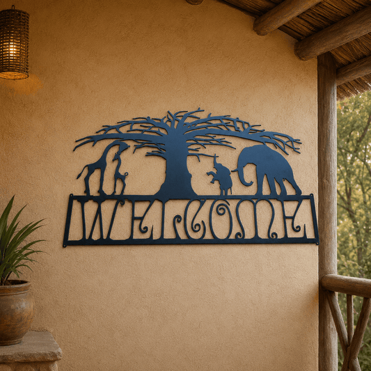 Rusty Rooster Fabrication & Design Physical product African Wildlife Welcome Metal Sign (M1)
