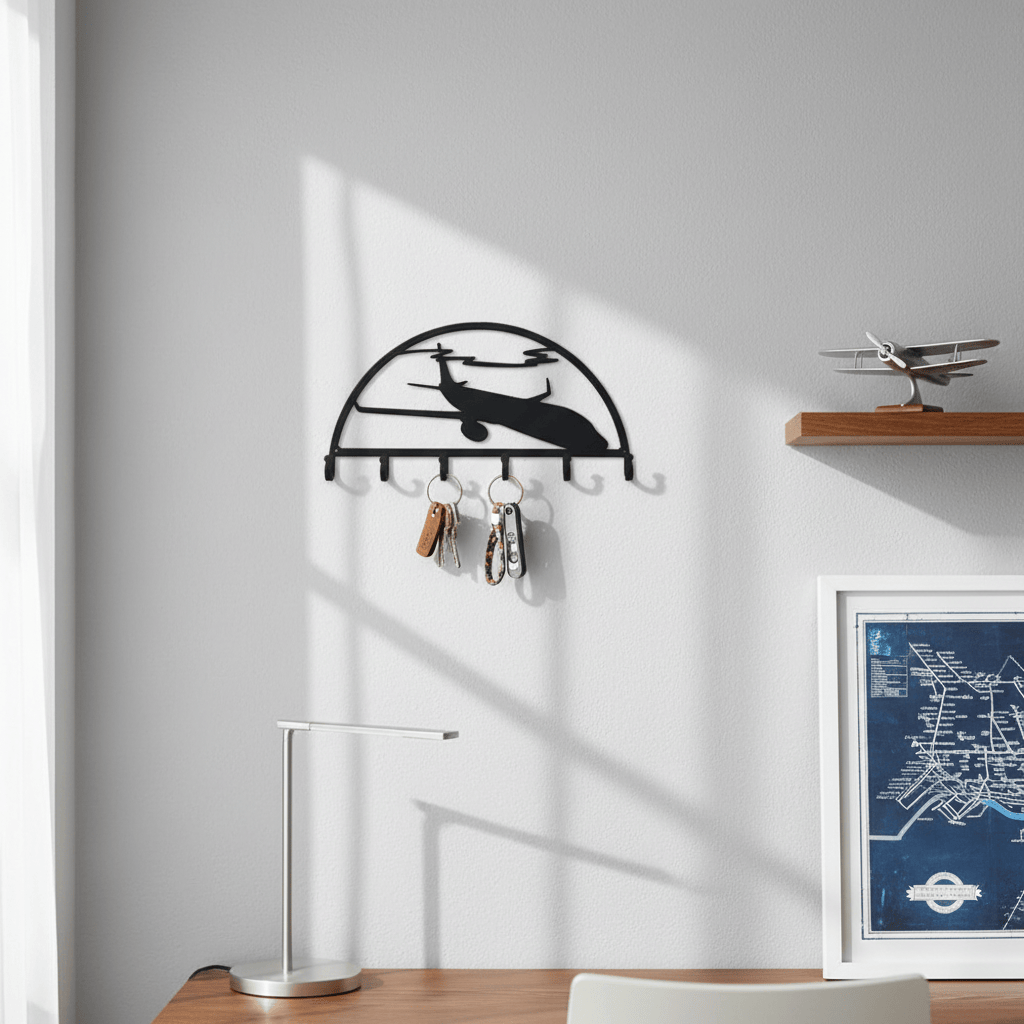 Rusty Rooster Fabrication & Design Physical product "Airborne Elegance: Key Holder with Airplane - Stay Organized in Style!" (N23)