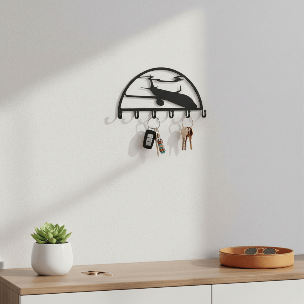 Rusty Rooster Fabrication & Design Physical product "Airborne Elegance: Key Holder with Airplane - Stay Organized in Style!" (N23)