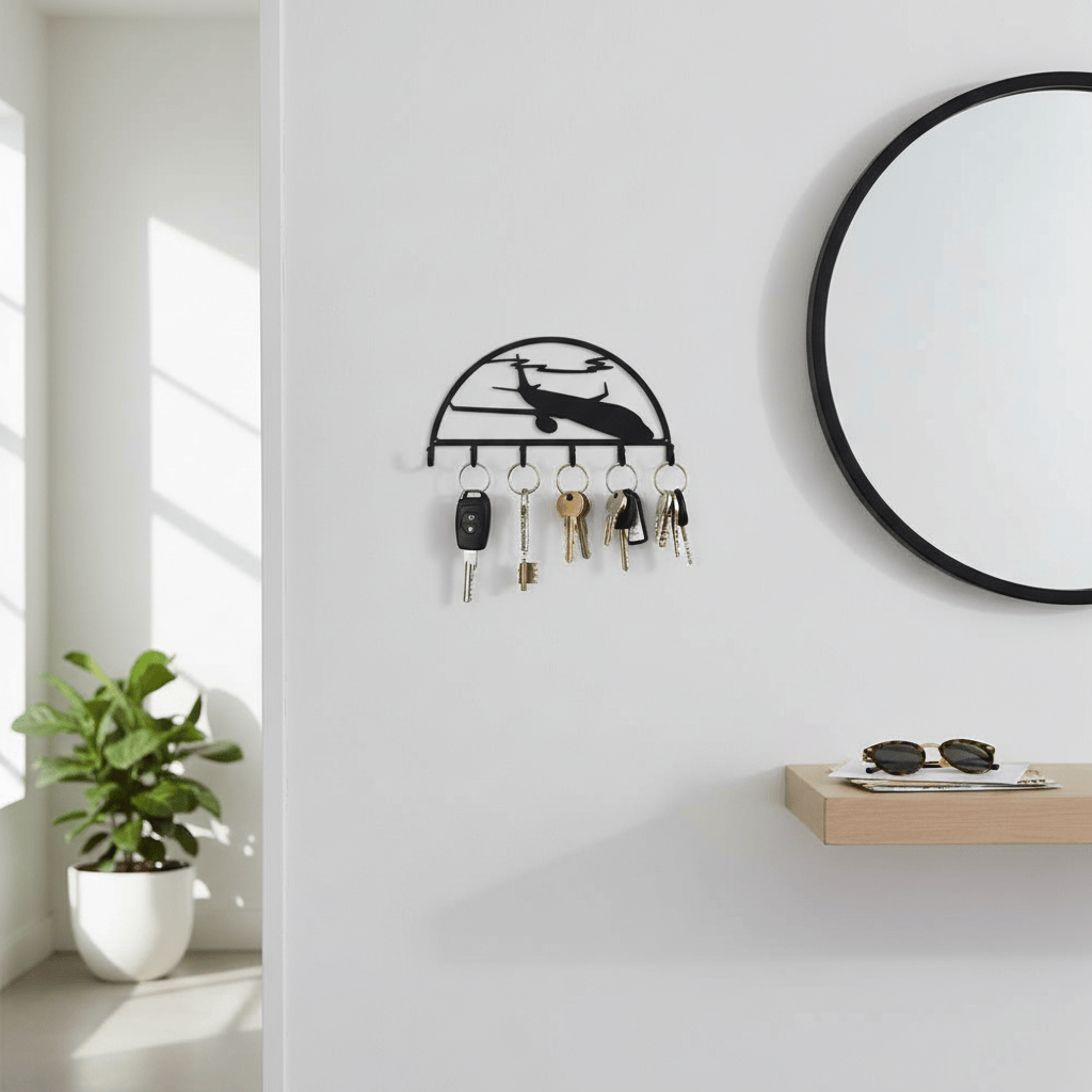 Rusty Rooster Fabrication & Design Physical product "Airborne Elegance: Key Holder with Airplane - Stay Organized in Style!" (N23)