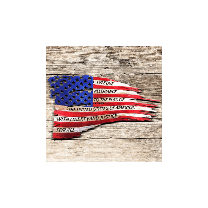 Rusty Rooster Fabrication & Design Physical product American Flag with Pledge of Allegiance (A32)