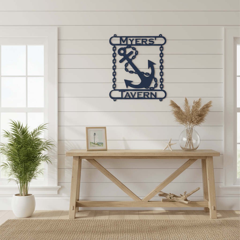 Anchor Line and Chain Metal Sign | Ship Anchor Chain Sign ...