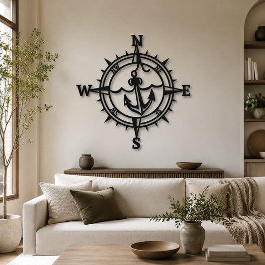 Rusty Rooster Fabrication & Design Physical product Anchor Compass Metal Wall Art – Nautical Decor (O32)