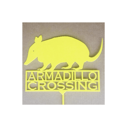 Rusty Rooster Fabrication & Design Physical product Armadillo Crossing Yard Stake – Fun Wildlife Warning Sign for Garden Lovers (A11)