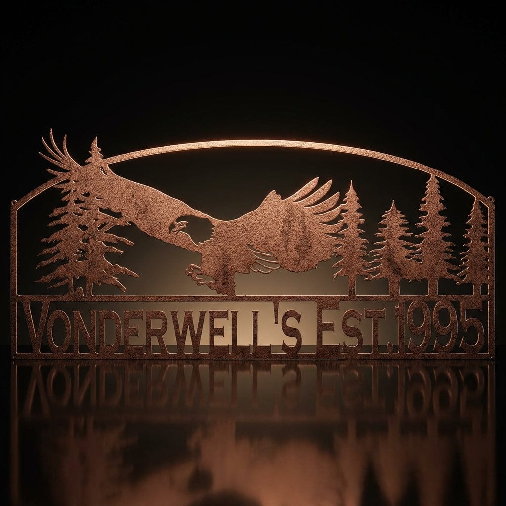 Rusty Rooster Fabrication & Design Physical product Bald Eagle with Pine Trees (M11)