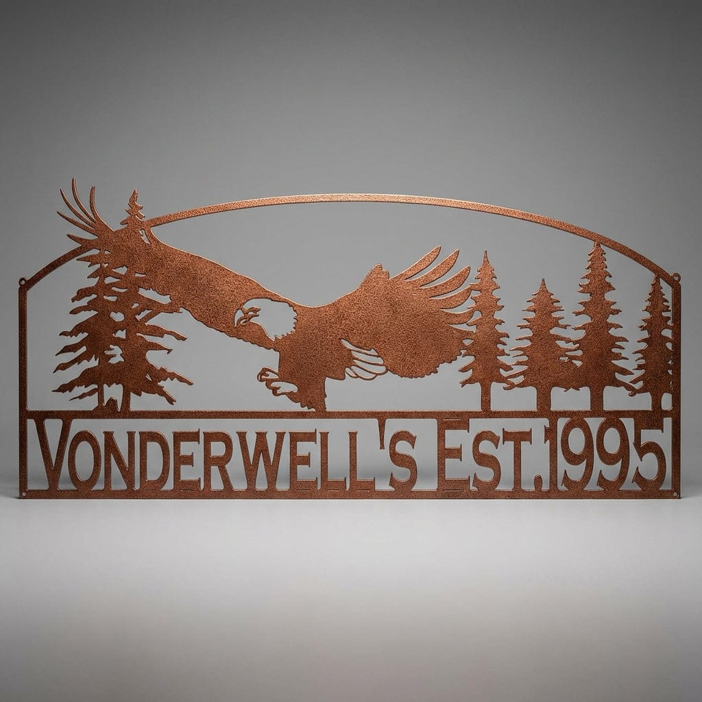 Rusty Rooster Fabrication & Design Physical product Bald Eagle with Pine Trees (M11)
