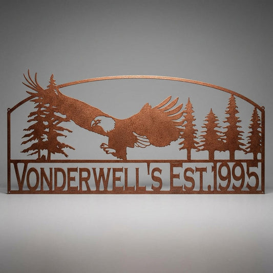 Rusty Rooster Fabrication & Design Physical product Bald Eagle with Pine Trees (M11)