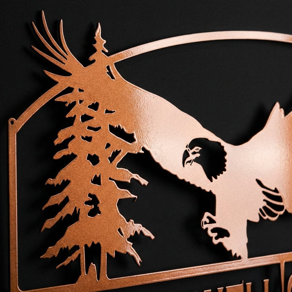 Rusty Rooster Fabrication & Design Physical product Bald Eagle with Pine Trees (M11)