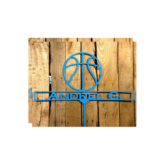 Rusty Rooster Fabrication & Design Physical product Basketball Garden Stake with Personalized Text Box (Z25)