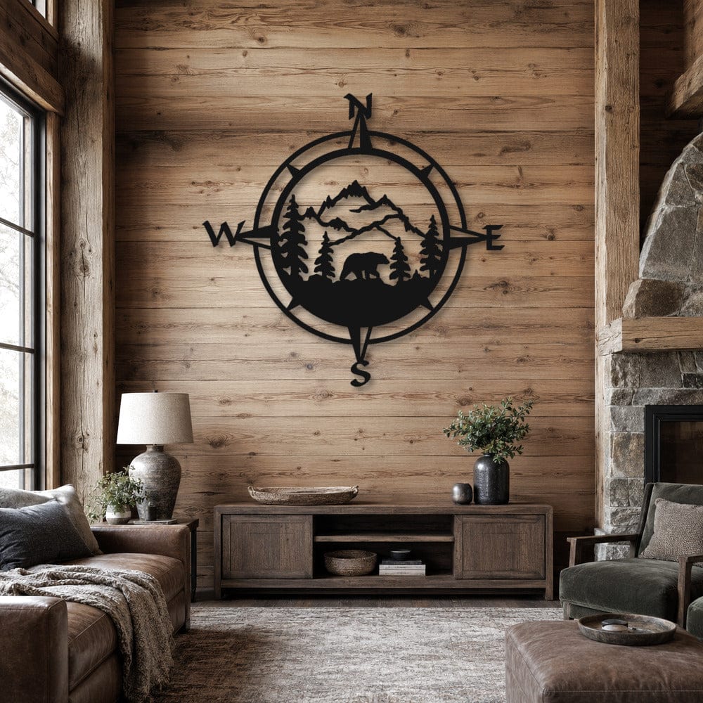 Rusty Rooster Fabrication & Design Physical product Bear Compass Metal Wall Art (O35)