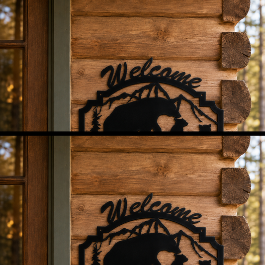 Rusty Rooster Fabrication & Design Physical product Bear & Cubs Welcome Metal Sign (B32)