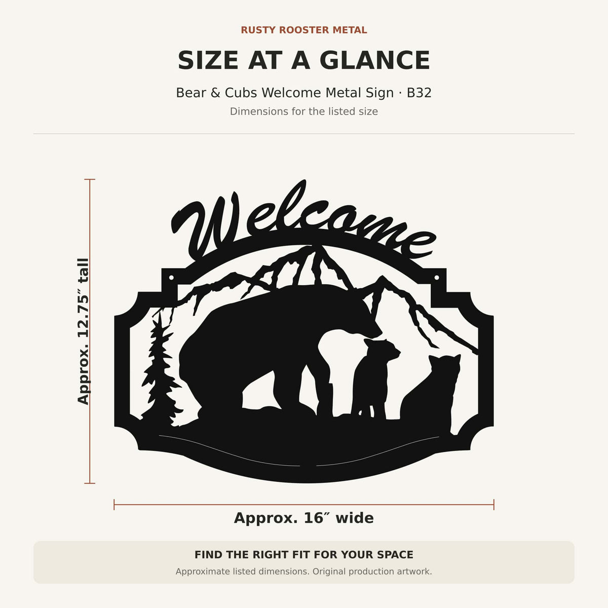Rusty Rooster Fabrication & Design Physical product Bear & Cubs Welcome Metal Sign (B32)