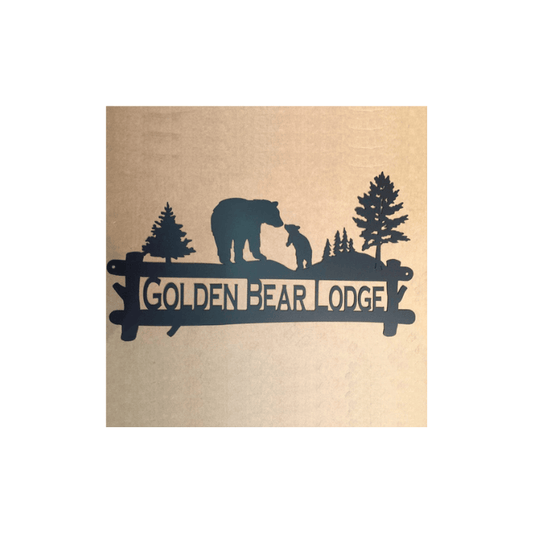 Rusty Rooster Fabrication & Design Physical product Bear with Bear Cub and Personalized Text Field (M23)