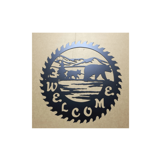 Rusty Rooster Fabrication & Design Physical product Bear With Cubs Welcome Saw Blade (B36)