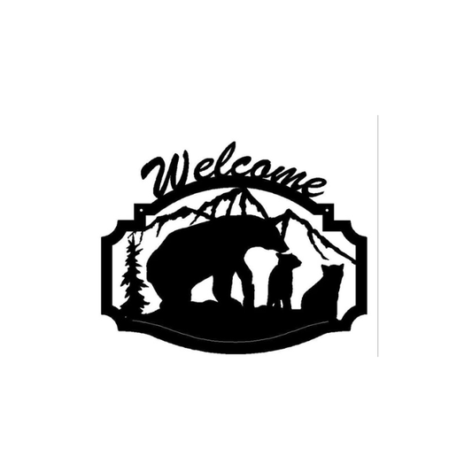 Rusty Rooster Fabrication & Design Physical product Bear with Cubs Welcome Sign (B32)