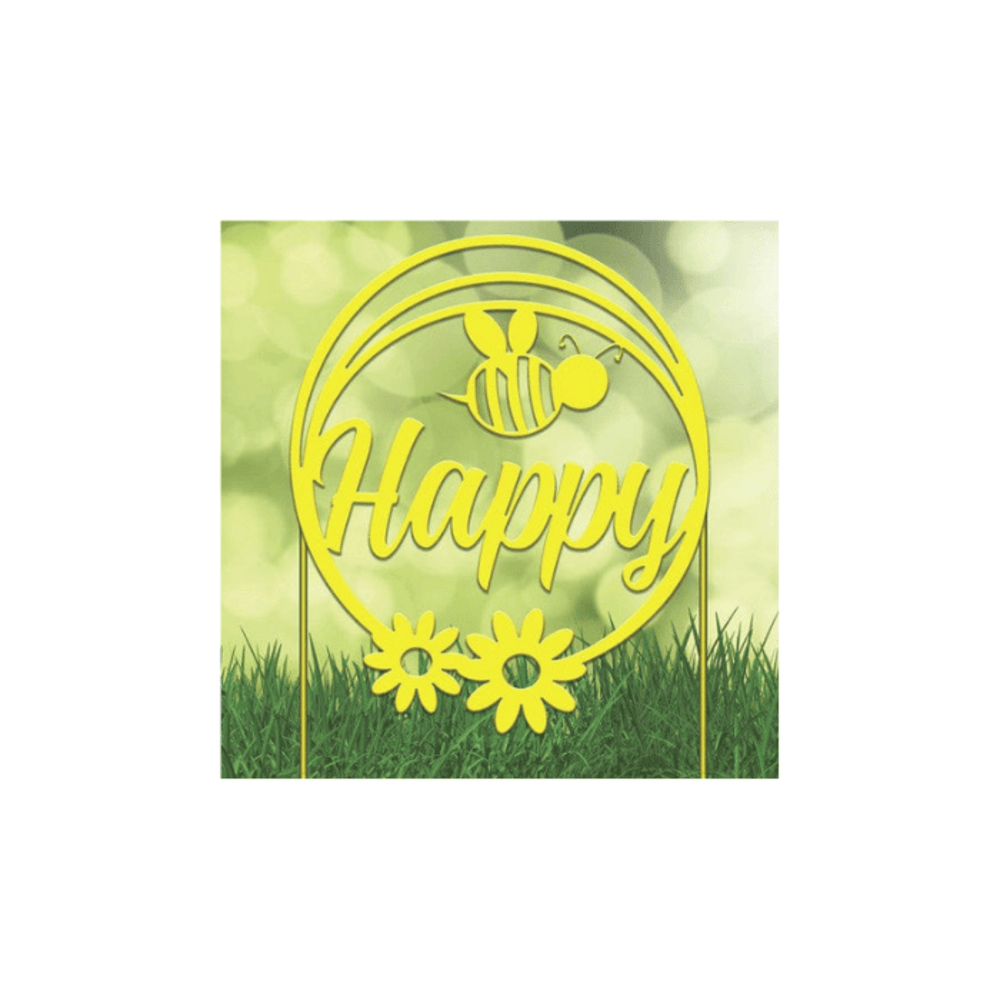 Rusty Rooster Fabrication & Design Physical product Bee Happy Metal Garden Stake (A90)