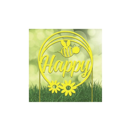 Rusty Rooster Fabrication & Design Physical product Bee Happy Metal Garden Stake (A90)