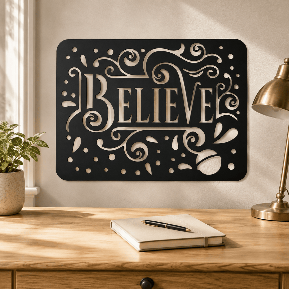 Rusty Rooster Fabrication & Design Physical product Believe Inspirational Metal Wall Sign (C81)