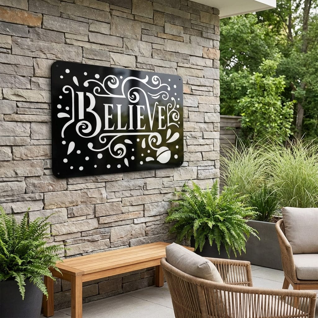 Rusty Rooster Fabrication & Design Physical product Believe Metal Wall Sign - Inspire Your Dreams (C81)