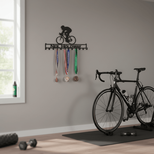 Rusty Rooster Fabrication & Design Physical product Bicyclist Racing Medal Holder – Male (O30)