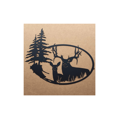Rusty Rooster Fabrication & Design Physical product Big Buck with Doe Metal Wall Art (N6)