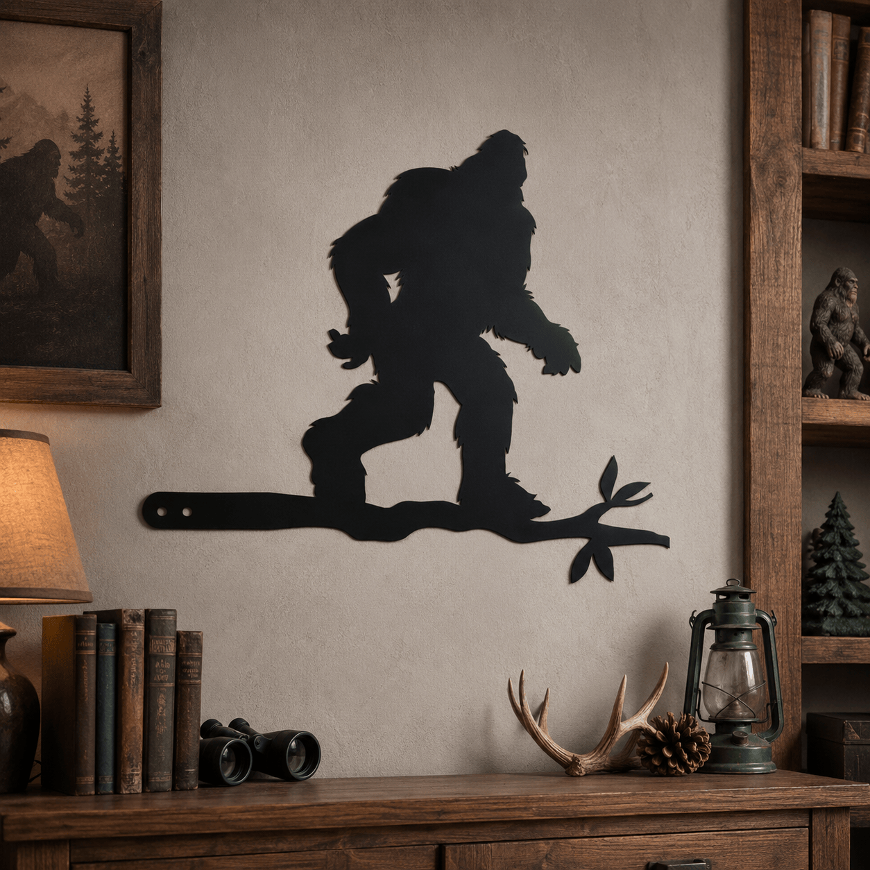 Bigfoot on a Branch Metal Wall Art