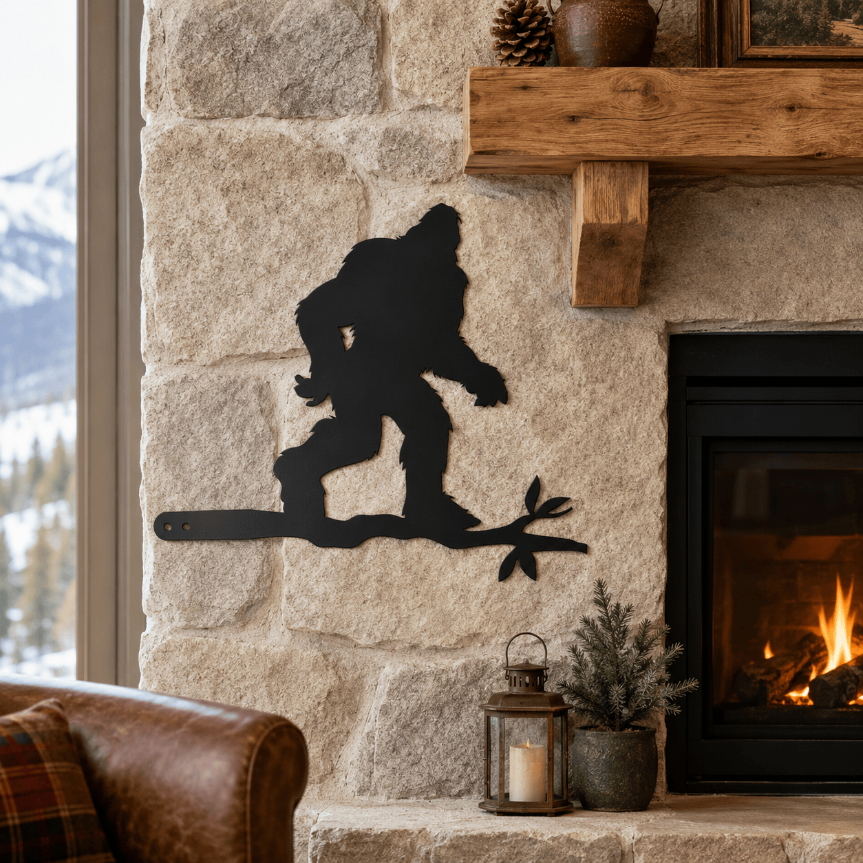 Bigfoot on a Branch Metal Wall Art