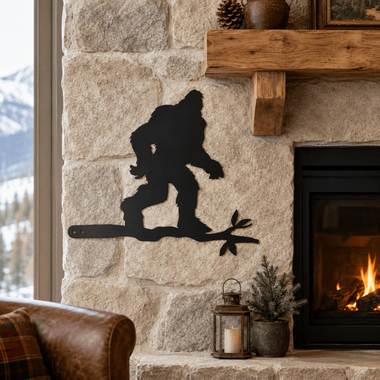 Bigfoot on a Branch Metal Wall Art