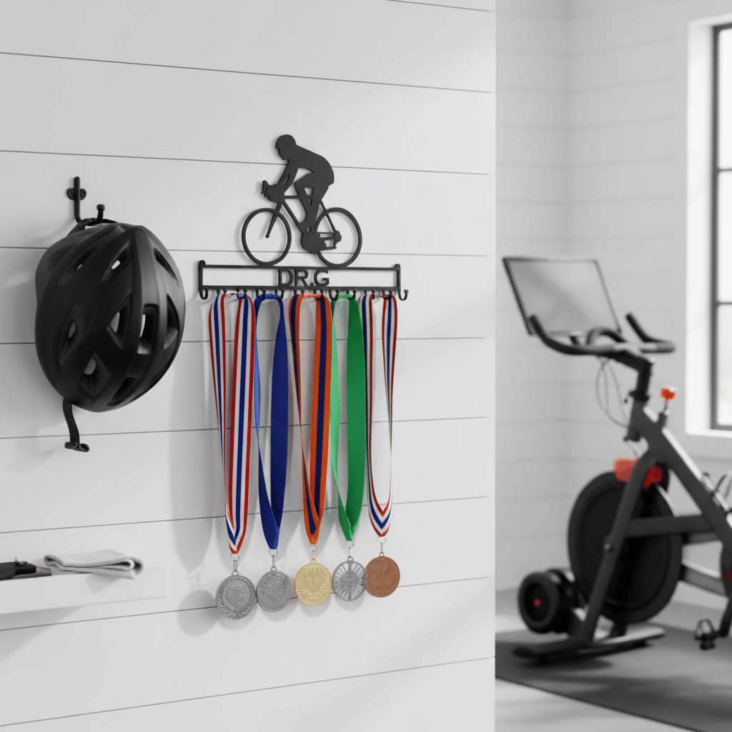 Bike Rider Rooster Bike Rider Medal/Ribbon Holder with Personalized Text Field (E27 ...